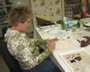 1st Annual Art Experience: Joni creating her Shaded Wash Fruit Candleholder